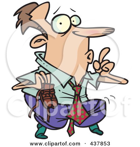 Royalty-Free (RF) Clip Art Illustration of a Cartoon Businessman Sneaking Around On His Tip Toes by toonaday