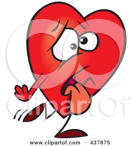 Royalty-Free (RF) Clip Art Illustration of a Tired Heart Walking by toonaday