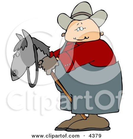 Preteen Cowboy Riding a Toy Stick Horse/Pony Clipart by djart