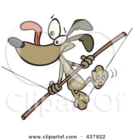 Royalty-Free (RF) Clip Art Illustration of a Brown Dog Walking A Tight Rope by toonaday