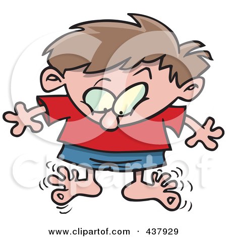 Royalty-Free (RF) Clip Art Illustration of a Cartoon Boy Wiggling His Toes by toonaday
