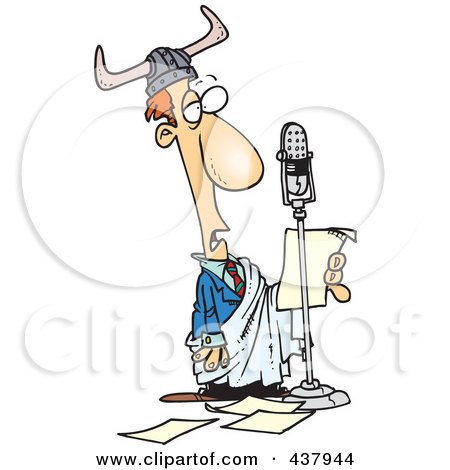 Royalty-Free (RF) Clip Art Illustration of a Cartoon Man In Costume, Reading About Today In History by toonaday