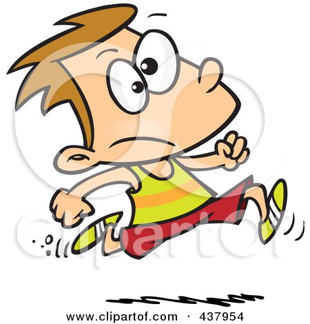 Royalty-Free (RF) Clip Art Illustration of a Cartoon Boy Running Track by toonaday