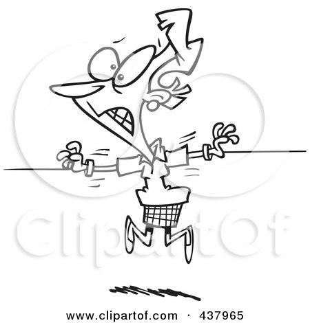 Royalty-Free (RF) Clip Art Illustration of a Black And White Outline Design Of A Torn Businesswoman Being Pulled Two Ways by toonaday