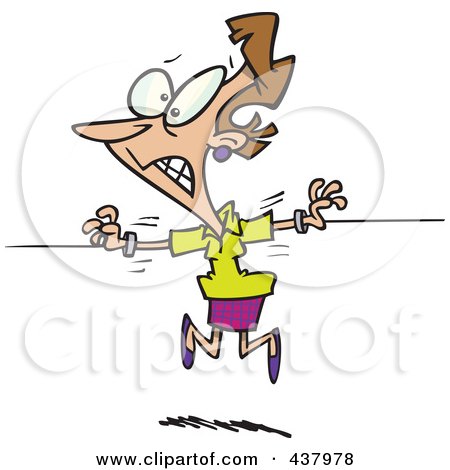 Royalty-Free (RF) Clip Art Illustration of a Torn Businesswoman Being Pulled Two Ways by toonaday