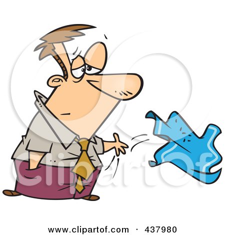 Royalty-Free (RF) Clip Art Illustration of a Cartoon Sad Businessman Throwing In The Towel by toonaday