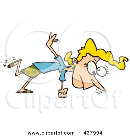 Royalty-Free (RF) Clip Art Illustration of a Cartoon Woman Sniffing The Ground While Tracking by toonaday