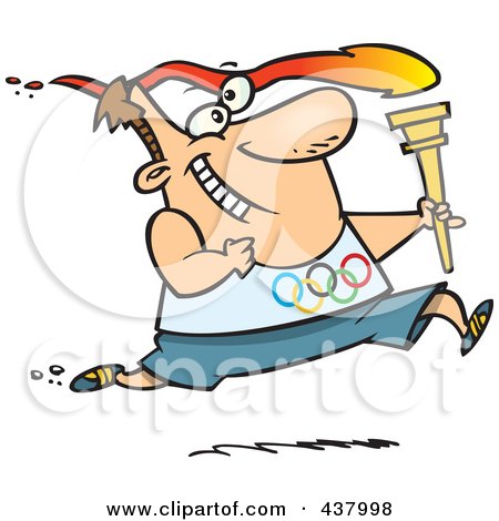 Royalty-Free (RF) Clip Art Illustration of a Man Running With A Torch by toonaday