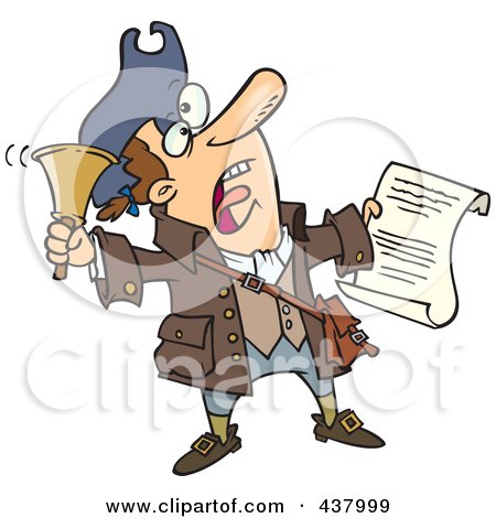 Royalty-Free (RF) Clip Art Illustration of a Cartoon Town Crier Ringing A Bell by toonaday