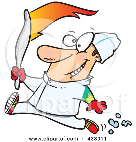 Royalty-Free (RF) Clip Art Illustration of a Man Jogging With A Torch by toonaday