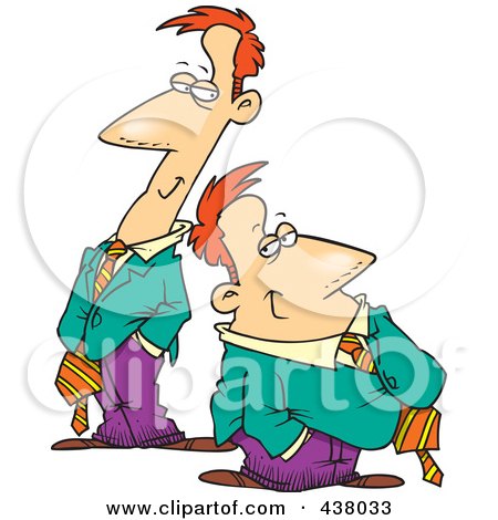 Royalty-Free (RF) Clip Art Illustration of Cartoon Tall And Short Twin Business Men by toonaday