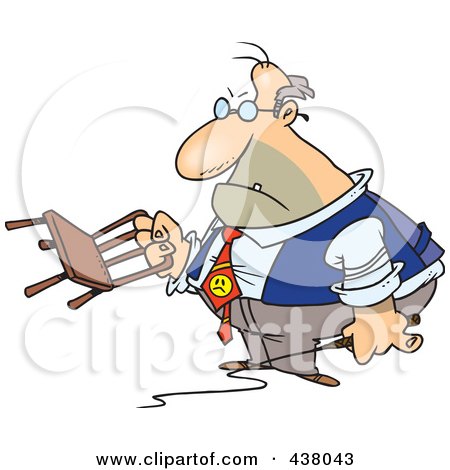 Royalty-Free (RF) Clip Art Illustration of a Cartoon Tyrant Boss Holding A Chair And Whip by toonaday