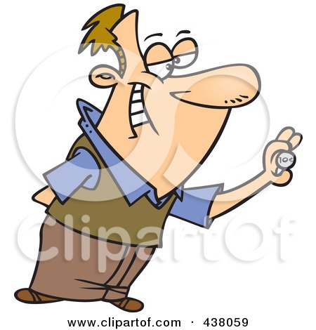 Royalty-Free (RF) Clip Art Illustration of a Cartoon Man Giving His Two Cents by toonaday