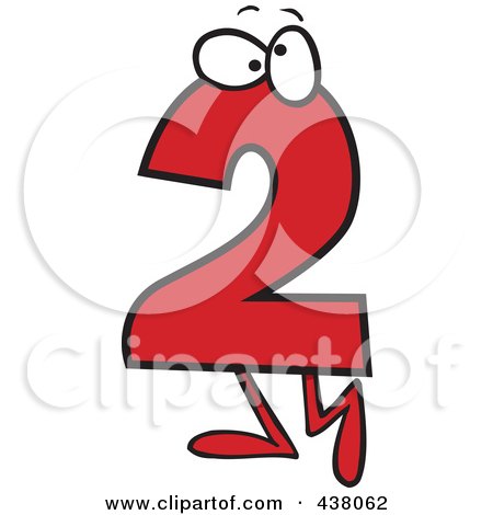 Royalty-Free (RF) Clip Art Illustration of a Cartoon Red Number Two Character by toonaday