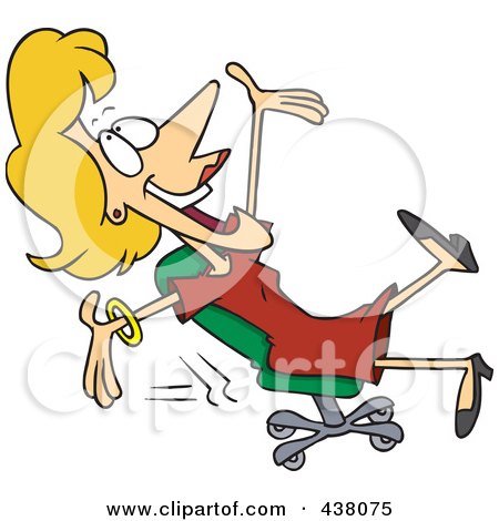 Royalty-Free (RF) Clip Art Illustration of a Cartoon Businesswoman Rolling In Her Chair by toonaday