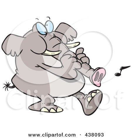 Royalty-Free (RF) Clip Art Illustration of a Cartoon Musical Elephant Making Noise With His Trunk by toonaday