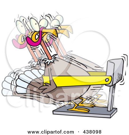 Royalty-Free (RF) Clip Art Illustration of a Cartoon Turkey Bird Exercising On A Treadmill by toonaday