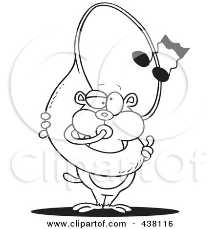 Royalty-Free (RF) Clip Art Illustration of a Cartoon Black And White Outline Design Of A Gopher Playing A Tuba by toonaday