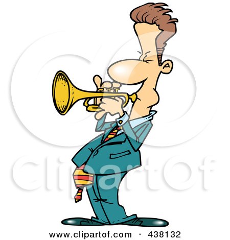 Royalty-Free (RF) Clip Art Illustration of a Cartoon Male Trumpet Player by toonaday