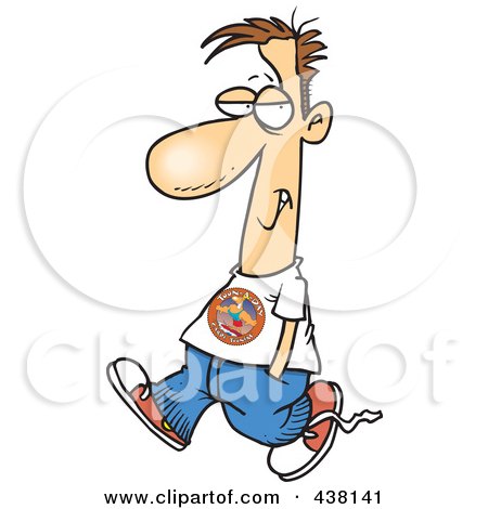 Royalty-Free (RF) Clip Art Illustration of a Cartoon Casual Man Walking With His Hands In His Pockets by toonaday