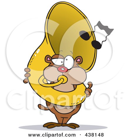 Royalty-Free (RF) Clip Art Illustration of a Cartoon Gopher Playing A Tuba by toonaday