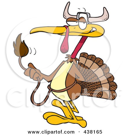 Royalty-Free (RF) Clip Art Illustration of a Cartoon Turkey Bird Disguised As A Bull by toonaday