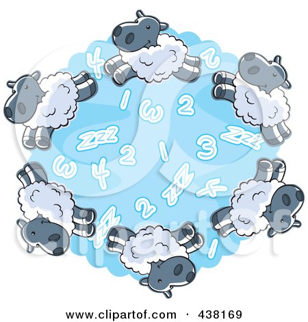 Royalty-Free (RF) Clipart Illustration of a Circle Of Sheep And Numbers by Cory Thoman