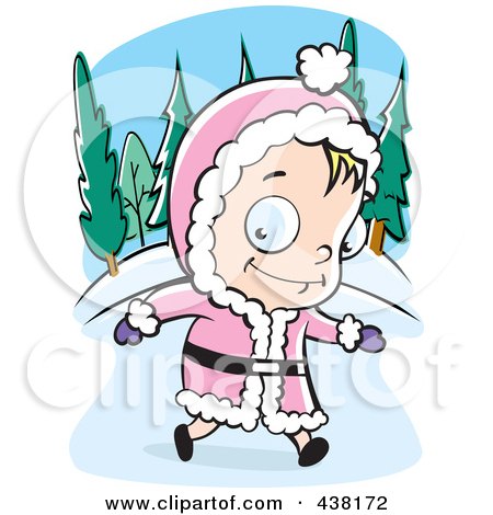 Royalty-Free (RF) Clipart Illustration of a Little Girl Walking In The Snow by Cory Thoman