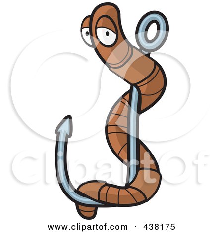 Royalty-Free (RF) Clipart Illustration of a Worm On A Fish Hook by Cory Thoman