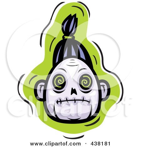 Royalty-Free (RF) Clipart Illustration of a Zombie Head Over Green by Cory Thoman
