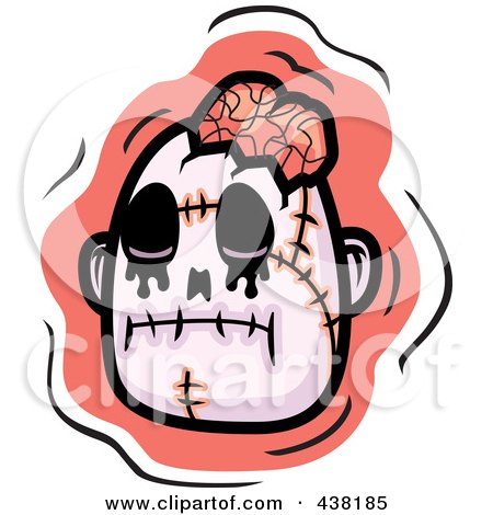 Royalty-Free (RF) Clipart Illustration of a Zombie Head Over Pink by Cory Thoman