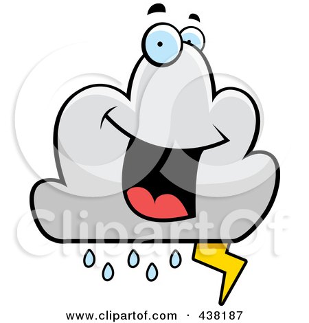 Royalty-Free (RF) Clipart Illustration of a Lightning Cloud Character by Cory Thoman
