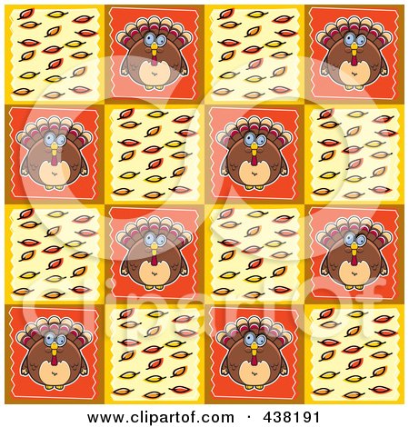 Royalty-Free (RF) Clipart Illustration of a Thanksgiving Turkey Background Pattern by Cory Thoman
