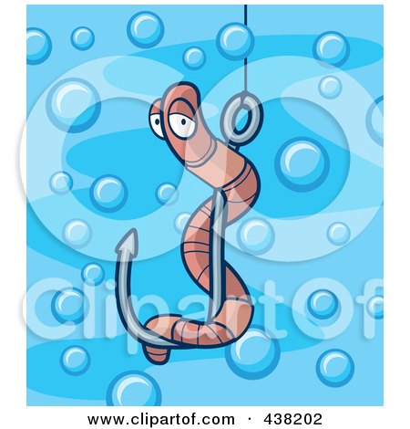 Royalty-Free (RF) Clipart Illustration of a Worm On A Fishing Hook Underwater by Cory Thoman