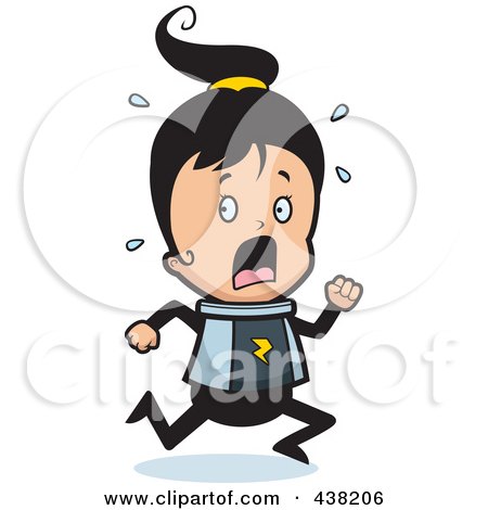 Royalty-Free (RF) Clipart Illustration of a Scared Space Ranger Girl Running by Cory Thoman