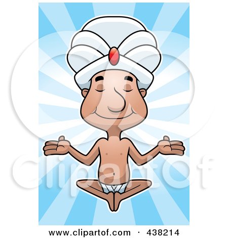 Royalty-Free (RF) Clipart Illustration of a Swami Man Meditating Over Blue by Cory Thoman