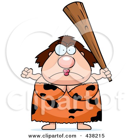 Royalty-Free (RF) Clipart Illustration of a Plump Cave Woman With A Club by Cory Thoman