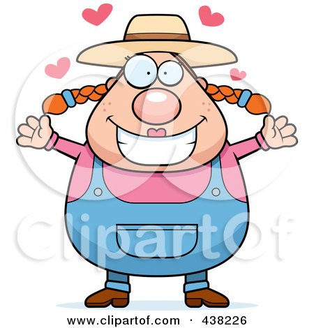 Royalty-Free (RF) Clipart Illustration of a Plump Female Farmer With Open Arms by Cory Thoman