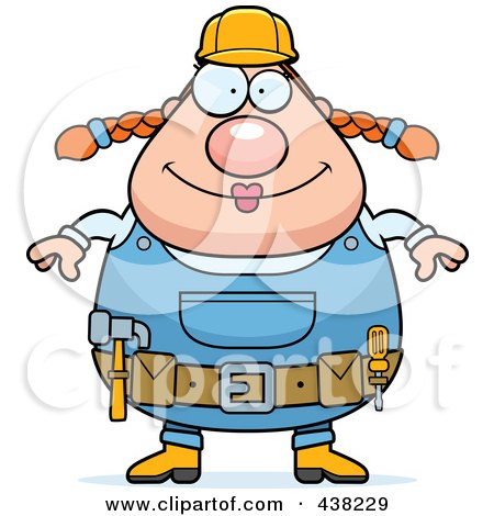 Royalty-Free (RF) Clipart Illustration of a Plump Female Builder by Cory Thoman