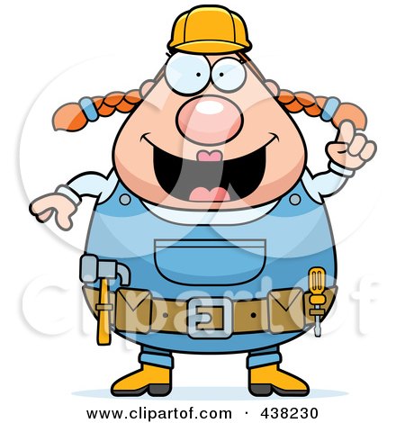 Royalty-Free (RF) Clipart Illustration of a Plump Female Builder With An Idea by Cory Thoman