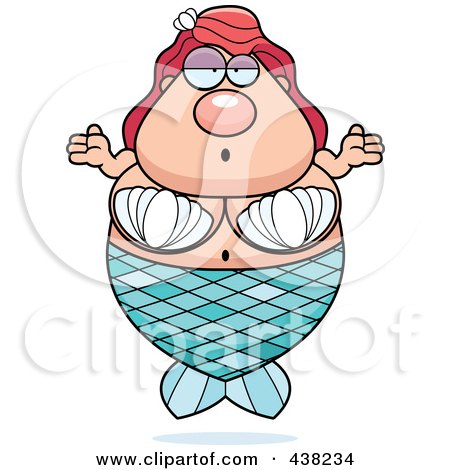 Royalty-Free (RF) Clipart Illustration of a Carless Plump Mermaid Shrugging by Cory Thoman