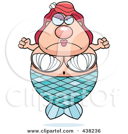 Royalty-Free (RF) Clipart Illustration of a Mad Plump Mermaid Waving Her Fists by Cory Thoman