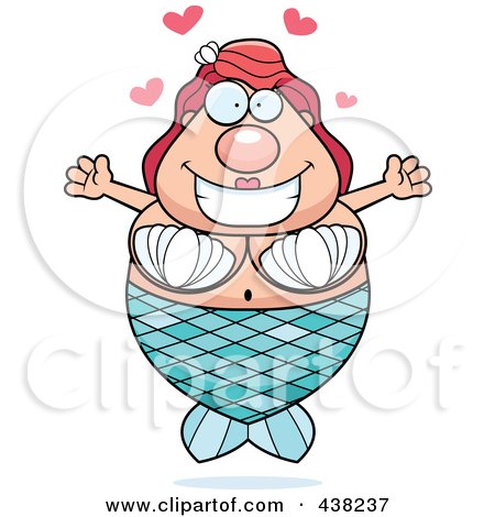 Royalty-Free (RF) Clipart Illustration of a Loving Plump Mermaid With Open Arms by Cory Thoman