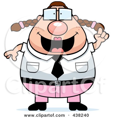 Royalty-Free (RF) Clipart Illustration of a Plump Nerdy Businesswoman With An Idea by Cory Thoman
