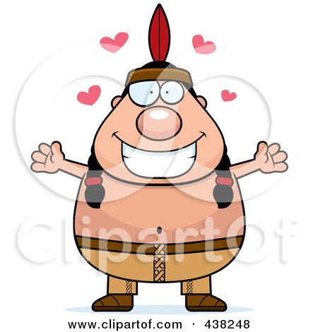 Royalty-Free (RF) Clipart Illustration of a Loving Plump Native American With Open Arms by Cory Thoman