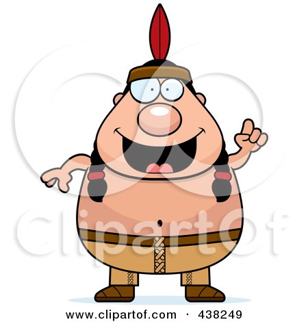 Royalty-Free (RF) Clipart Illustration of a Plump Native American With An Idea by Cory Thoman