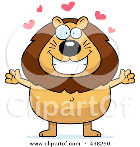 Royalty-Free (RF) Clipart Illustration of a Loving Plump Lion With Open Arms by Cory Thoman