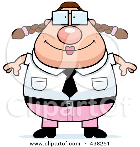 Royalty-Free (RF) Clipart Illustration of a Plump Nerdy Businesswoman by Cory Thoman