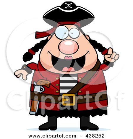 Royalty-Free (RF) Clipart Illustration of a Plump Female Pirate With An Idea by Cory Thoman