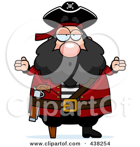 Royalty-Free (RF) Clipart Illustration of a Careless Pirate Shrugging by Cory Thoman